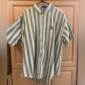 Vintage Chaps Ralph Lauren cotton shirt green white striped 90s xl xxl polo